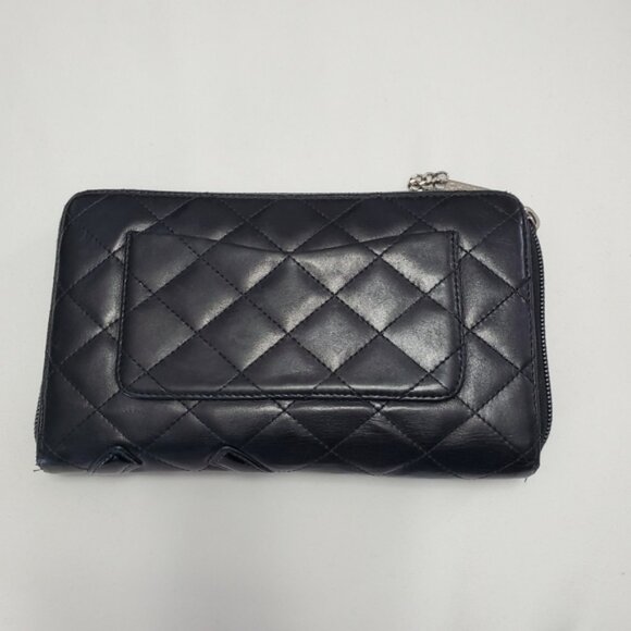 Authentic Chanel Cambon Long Zip Around Wallet Black Pink Organizer - Picture 4 of 14